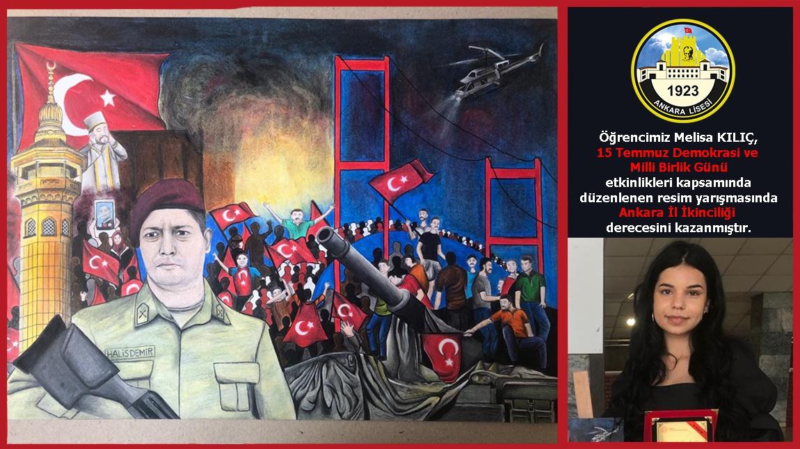 15 Temmuz Temalı Resim Yarışmasında Ankara İl İkinciliği