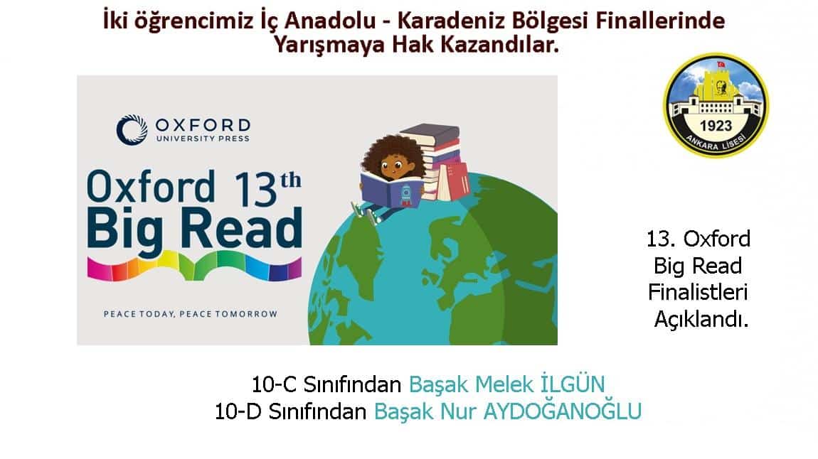 Oxford 13. Big Read Yarışmasında İki Öğrencimiz İç Anadolu-Karadeniz Bölge Finalisti Olarak Yarışmaya Hak Kazandılar